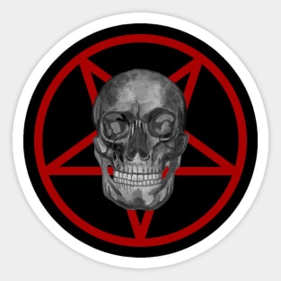 Skull in satanic red pentacle Sticker